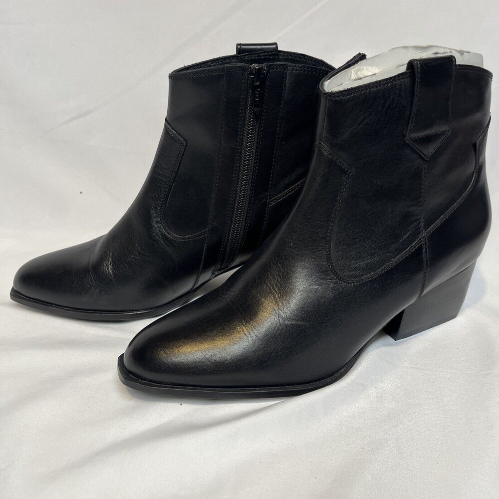 Seychelles Black Leather Booties Size 8 Heel Zippered Los Angeles